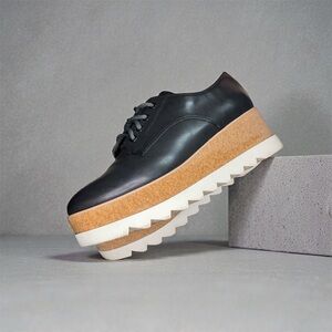 Aldo Black Lace-Up Platform Shoes